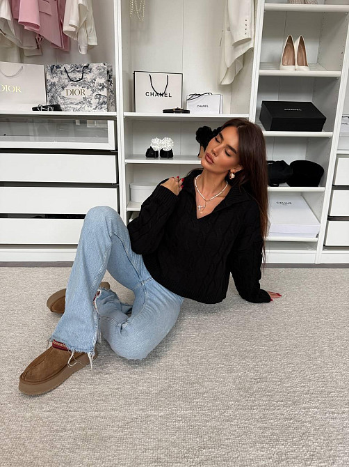 Женский теплый базовый свитер с воротником поло 50% коттон / 50% акрил Одесса - изображение 6