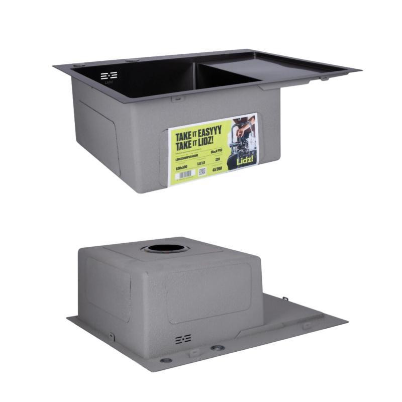 Комплект Lidz Handmade H6350BR Мойка для кухни интегрированная крыло справа BlackPVD в комплекте с дозатором + Киев - изображение 4