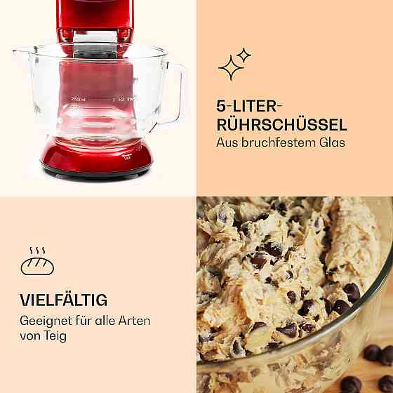 Кухонний комбайн Bella Rossa 2G 1300 Вт 6-швидкісна планетарна система змішування Червоний (Німеччина, читати Рівне