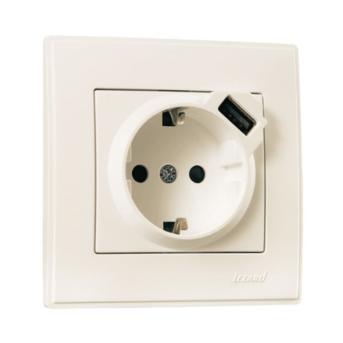 LESYA крем Розетка внутрішня +USB із заземленням Лезард Житомир - изображение 1