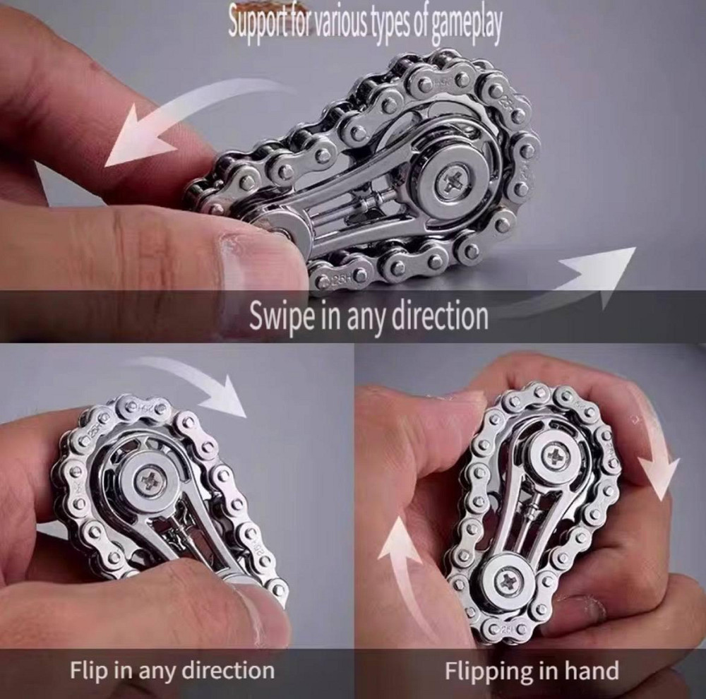 Металевий спінер ланцюг антистрес ручний велосипедний ланцюжок портативний фіджет іграшка Київ - фото 3