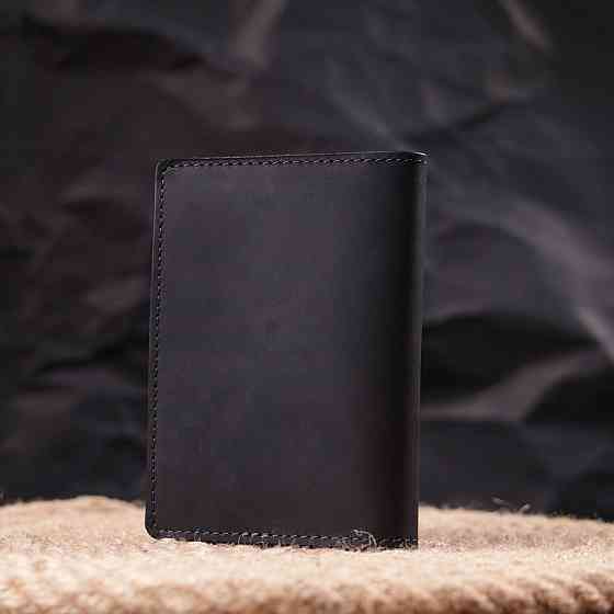 Обкладинка з вінтажної шкіри на військовий квиток Чорна (GRANDE PELLE) Київ