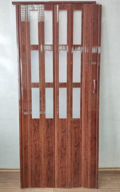 Двері гармошка полуостекленная 1020х2030х10мм Черешня №7 Дніпро - фото 1