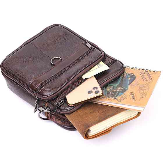 Практичная мужская сумка кожаная Коричневая (Vintage) Киев