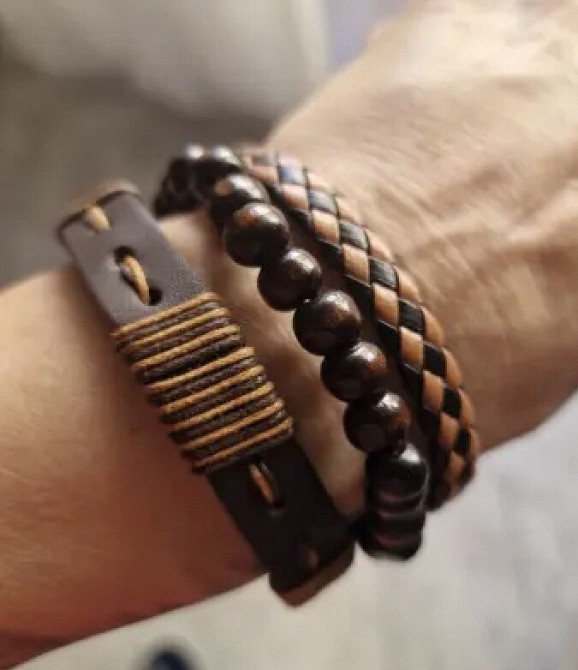 Подарочный набор для мужчин: наручные часы с 3 ориг. браслетами- диам 4см, длин 24см, шир рем 2см, без коробки Киев - изображение 3