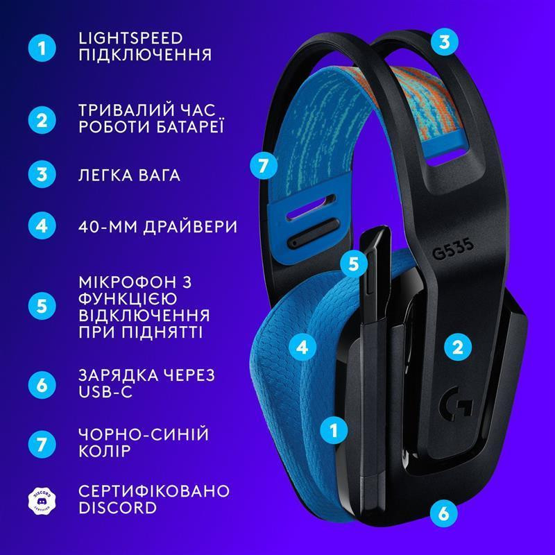 Гарнітура Logitech G535 Console Black (939-002219) Чорний Харків - фото 6
