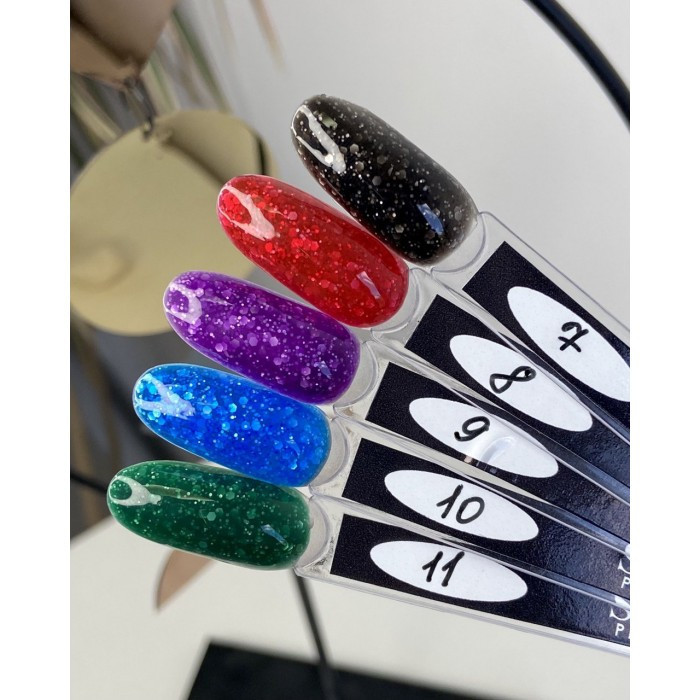 Гель-лак SAGA Marmelade №11 летняя коллекция оттенков мармелада (зеленый с хлопьями), 9 мл Киев - изображение 5