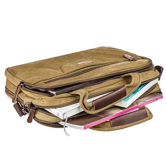 Сумка текстильная для ноутбука на два отделения Vintage 20181 Хаки Киев