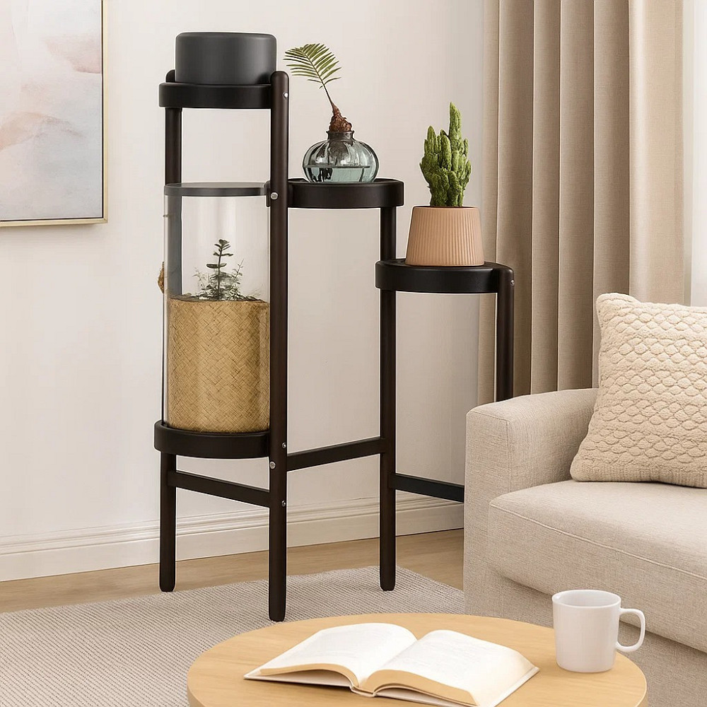 Стеллаж-полка для растений и горшков с цветами на 4 яруса цвет черный Каменец-Подольский - изображение 4