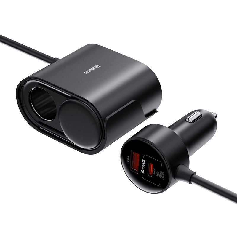 Автомобильное зарядное устройство Baseus High Efficiency Pro 1-for-2 Car Cigarette Lighter 30W Cosmic Black Одесса - изображение 1