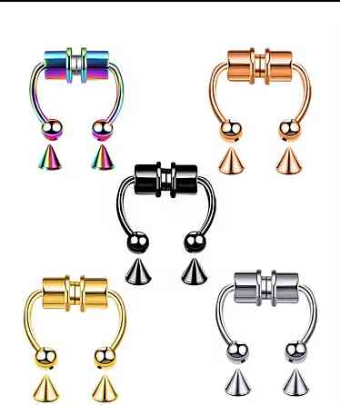 Набір магнітних сережок без проколу (фейковий пірсинг) – 5 кольорів, 5 шт Київ