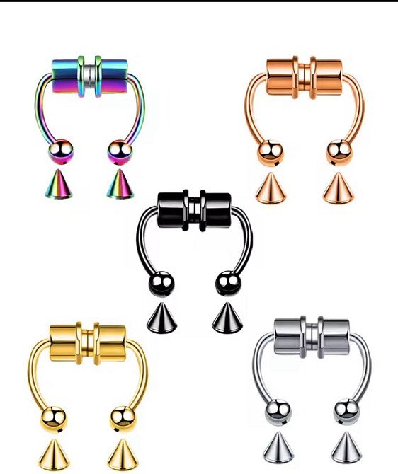 Набір магнітних сережок без проколу (фейковий пірсинг) – 5 кольорів, 5 шт Київ - фото 1