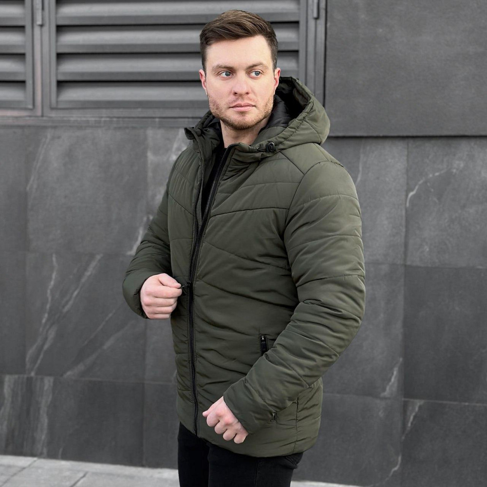 Зимняя куртка мужская теплая с капюшоном короткая Frost Pobedov Winter Jacket Dzen хаки L Одесса - изображение 3