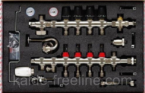 Колектор з триходовим клапаном 1013 нержавіюча сталь в зборі на 4 виходи Харків - фото 3