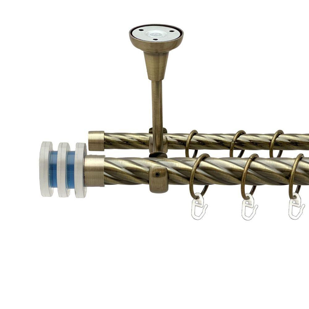 Карниз Orvit Акварія металевий дворядний відкритий до стелі скручена труба кільце металеве Антик 25\16 мм 200 Львов - изображение 1