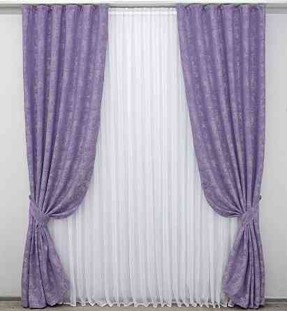 Комплект готових штор VR-Textil Жакард Sultan XO № 1285ш Лавандовий 150х270 см 2 шт (33-0132) Київ