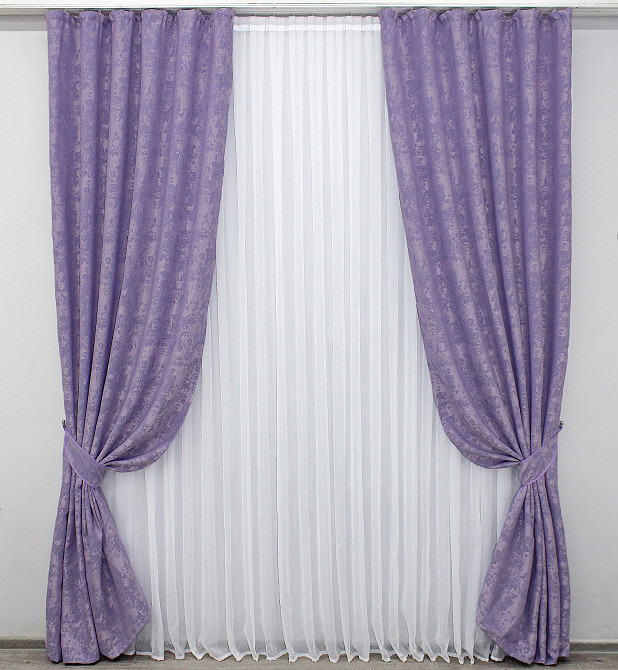 Комплект готових штор VR-Textil Жакард Sultan XO № 1285ш Лавандовий 150х270 см 2 шт (33-0132) Київ - фото 2