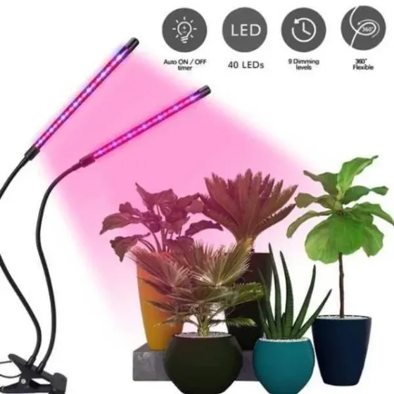 Фітолампа для рослин світлодіодна Plant Grow Light 2 з таймером, на 2 головки, для розсади та квітів Київ