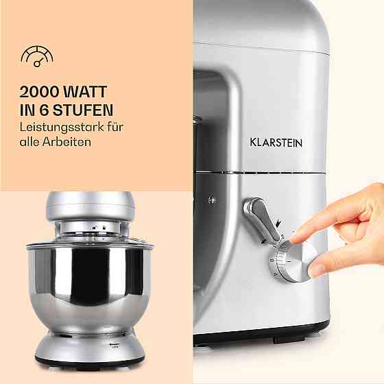 Кухонний комбайн Bella 2000 Вт/2,7 л.с., 5 л, неіржавка сталь, не містить BPA, сріблястий (Німеччина, Рівне