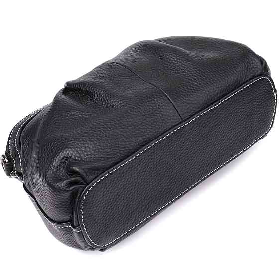 Жіноча сумка з м'якої натуральної шкіри з акцентом на драпірування Vintage 22896 Чорний Київ