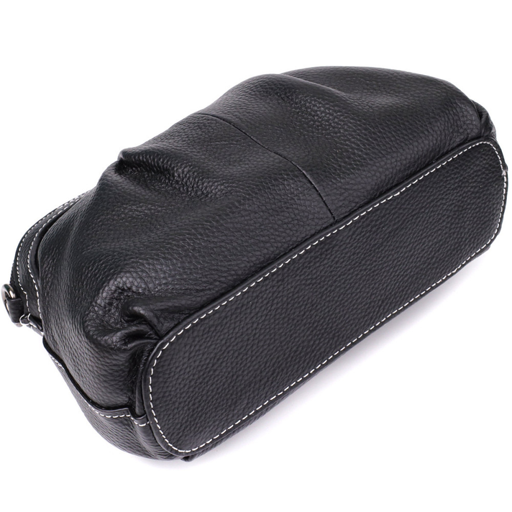 Жіноча сумка з м'якої натуральної шкіри з акцентом на драпірування Vintage 22896 Чорний Київ - фото 3