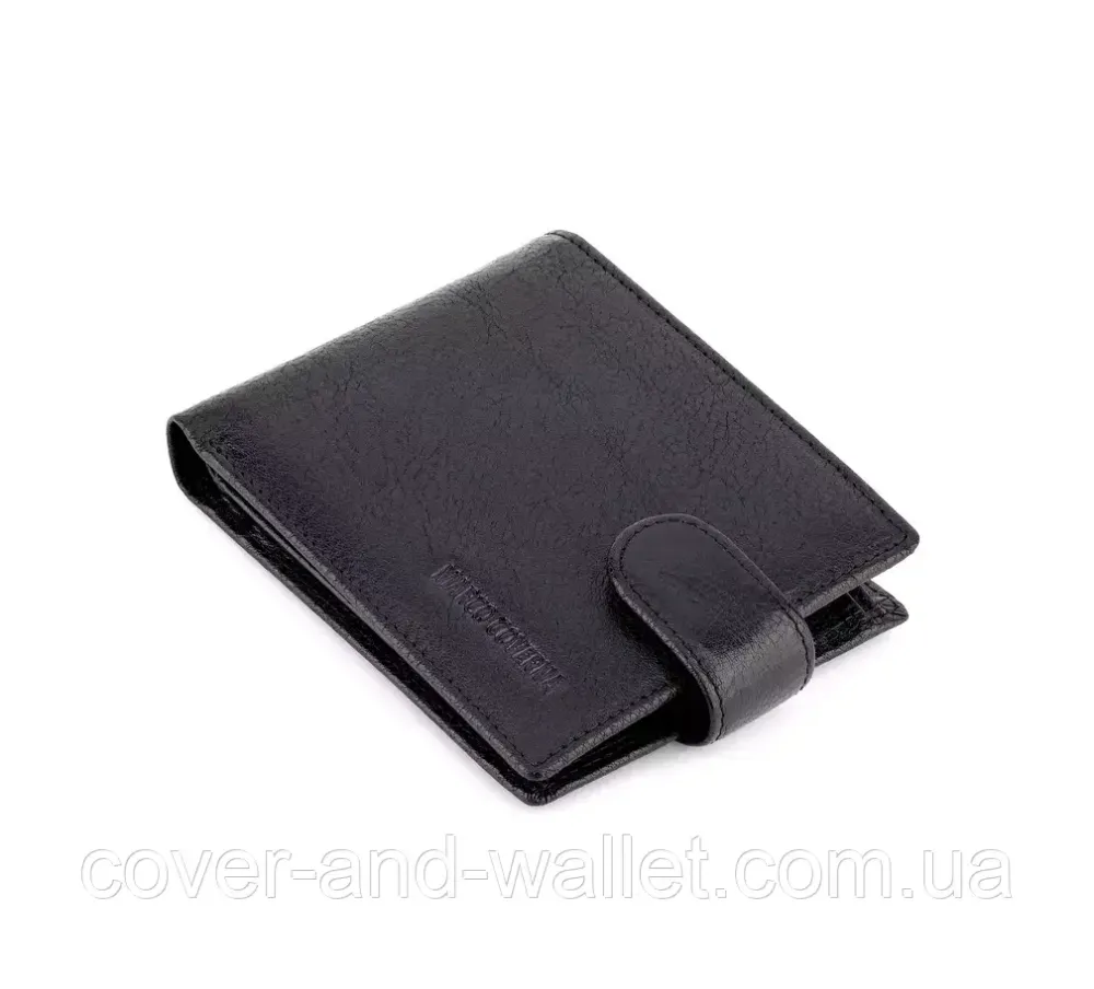 Солидный мужской кожаный кошелек небольшого размера Marco Coverna BK 047-801 черный Киев - изображение 14