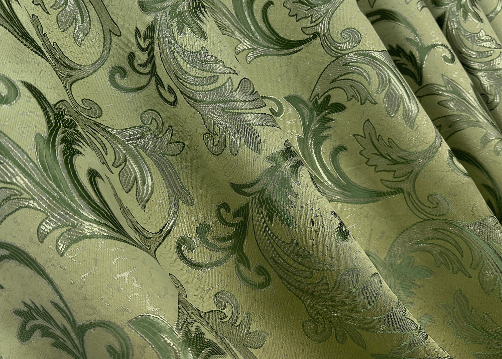 Комплект готовых штор VR-Textil Жаккард Завиток с люрексом № 1649ш Оливковый 145х270 см 2 шт (33-0531) Киев - изображение 6