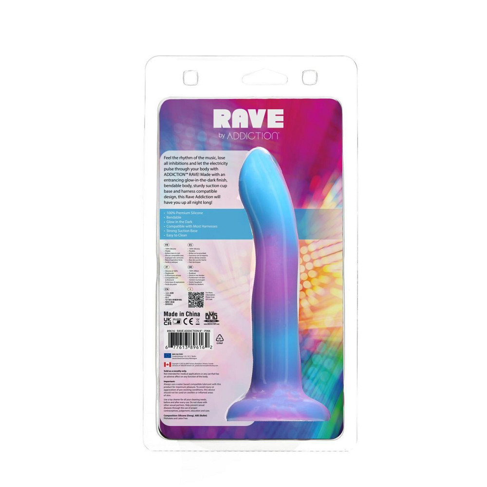 Светящийся в темноте фаллоимитатор ADDICTION Rave 8″ Glow in the Dark Dildo Blue Purple, 20,3 см Sex Aura Киев - изображение 9