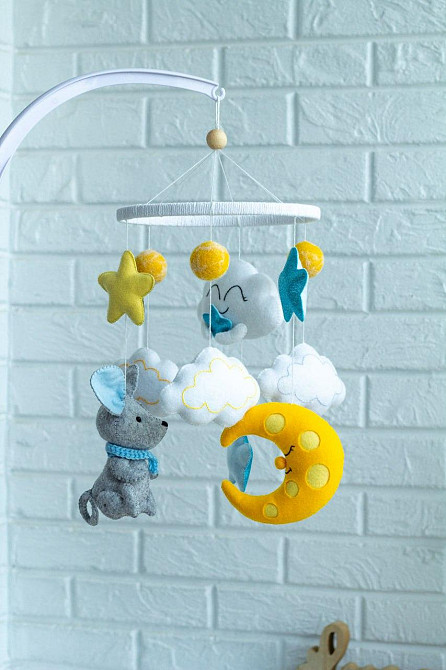 Дитячий музичний мобіль на ліжечко для немовлят WooolyWool «Мишеня» з 35 мелодіями Київ - фото 8