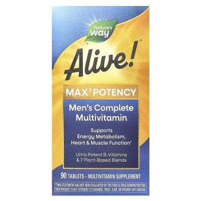 Мультивітамін Nature's Way Мультивітаміни для чоловіків Alive! Max3 Potency, Men's Multivitamin, 90 та (NWY-15542) Вінниця - фото 2