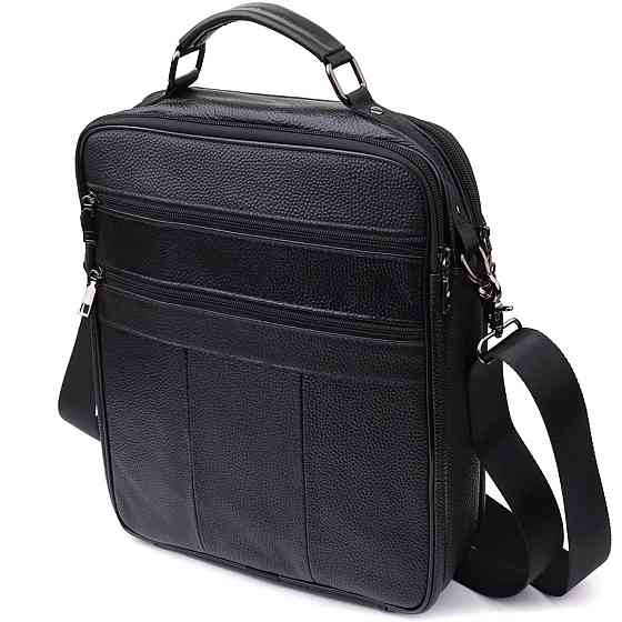 Мужская сумка с ручкой для переноса в руке из натуральной кожи Vintage 23026 Черный Киев