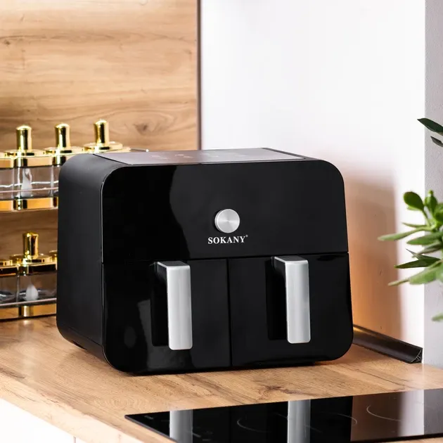 Аэрофритюрница Sokany SK-10008, 10 л (2×5 л), 2400 Вт, Air Fry, сенсорно-механическое управление, таймер Одесса - изображение 6
