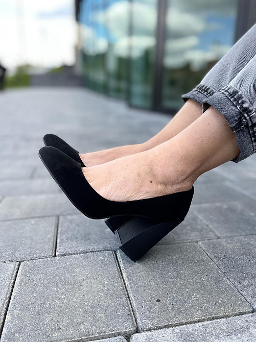 Туфлі жіночі TEE чорні еко-замша каблук 10см 35р.-22.5см 38р.-25см ( -2) Коломия - фото 6