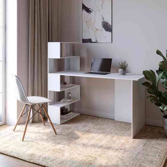 Cтіл комп'ютерний з полицями М-ЗОН Джеко 1416L лівий Німфея Альба (MZN-031025) Львів