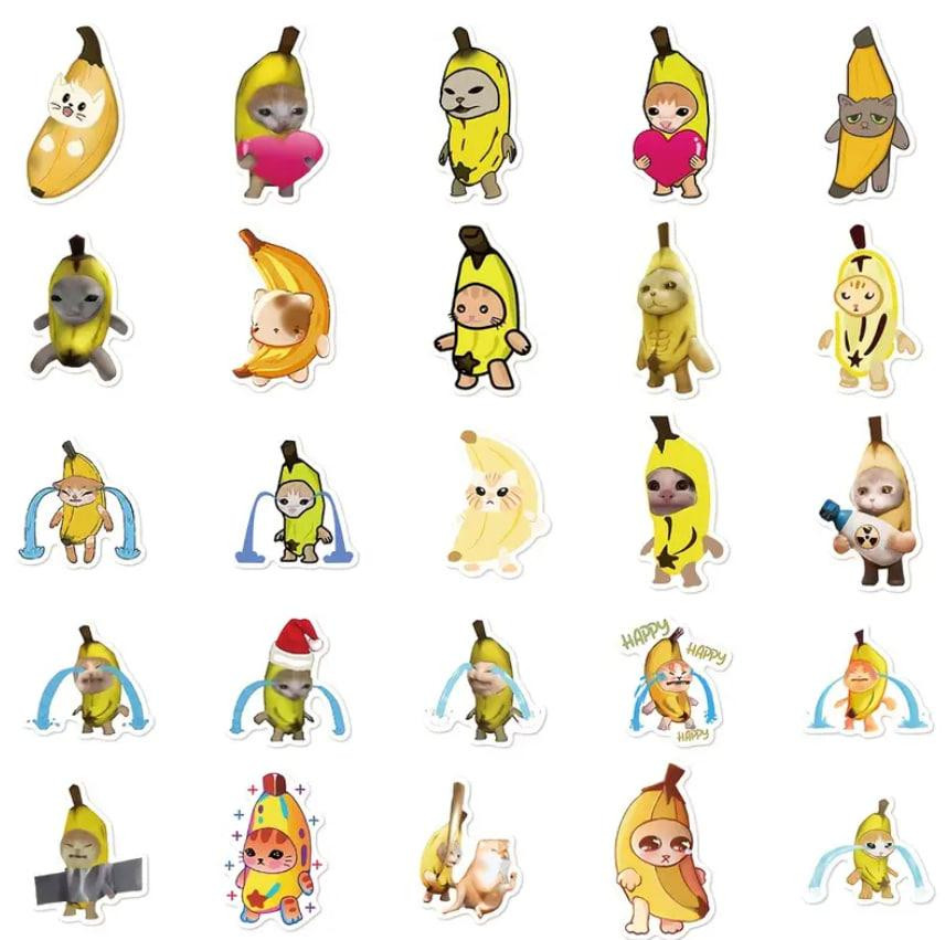 Стікери меми "Кіт Банан". Стікерпак з котами, вінілові естетичні наклейки набір 50 штук. Київ - фото 4