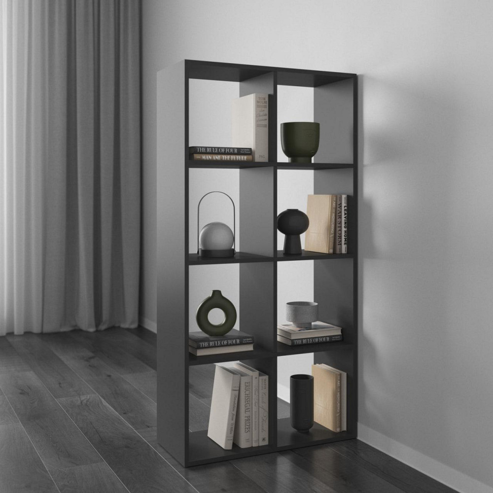 Стеллаж VAYS M-10 Антрацит, книжная полка на 8 ячеек, ЛДСП, 72×29×143 см - для дома, офиса, детской или гостиной Львов - изображение 3