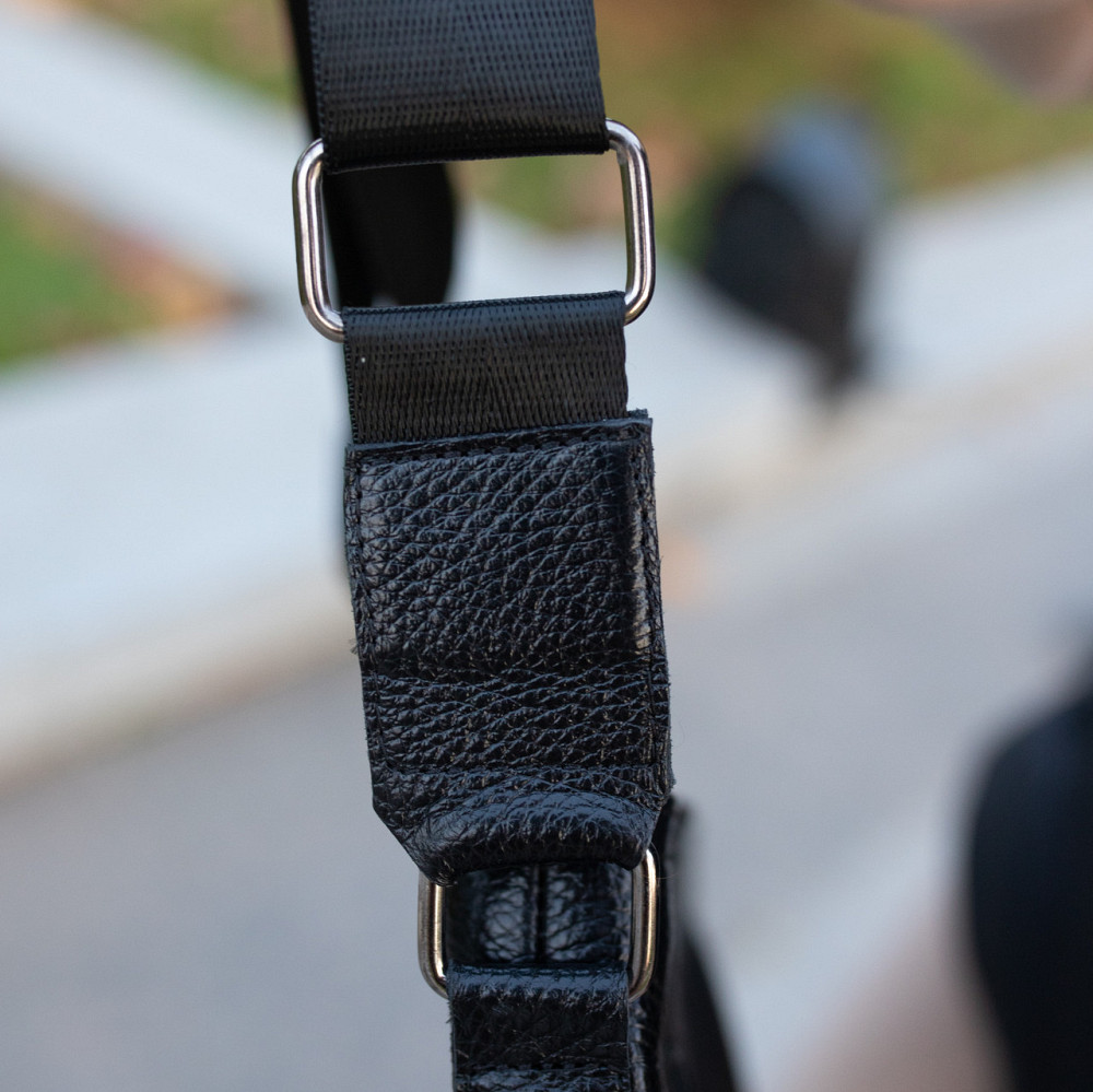 Чоловіча сумка месенджер через плече з натуральної шкіри якісна, чорнаMasterSem Київ - фото 2