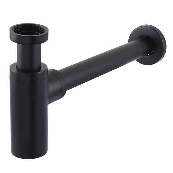 Сифон для раковин циліндричний Globus Lux  GSB-32-125-BB, латунь, 1 1/4″, чорний матовий Луцьк