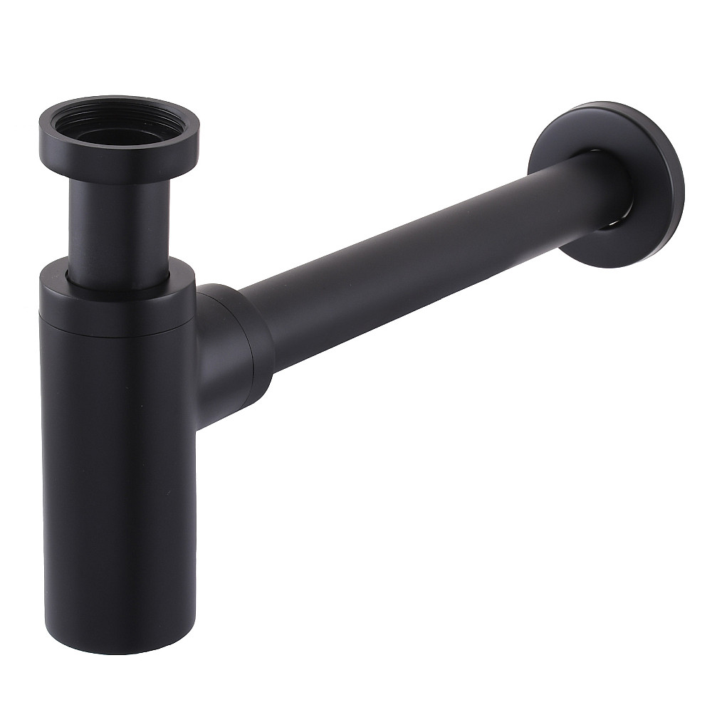 Сифон для раковин циліндричний Globus Lux  GSB-32-125-BB, латунь, 1 1/4″, чорний матовий Луцьк - фото 1