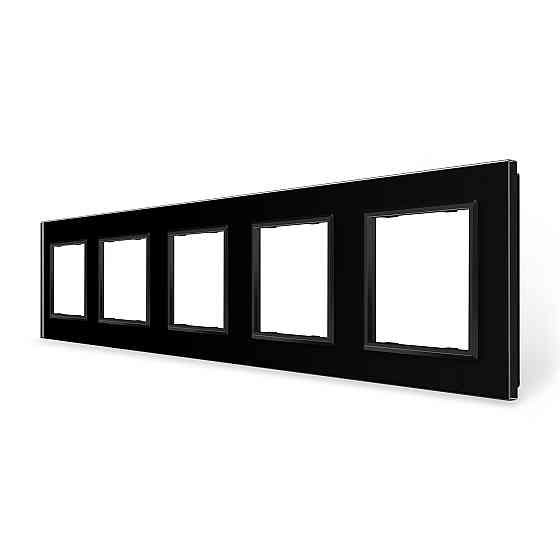 LIVOLO Рамка 5-постова LIVOLO, загартоване скло, чорна матова, 365×80 мм (VL-P7E/E/E/E/E-10BS06 Коломия