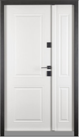 Двері вхідні з терморозривом Бастіон РУБІКОН Класік 1 RAL 9005 / ПВХ Біле дерево 1200х2050 мм Київ