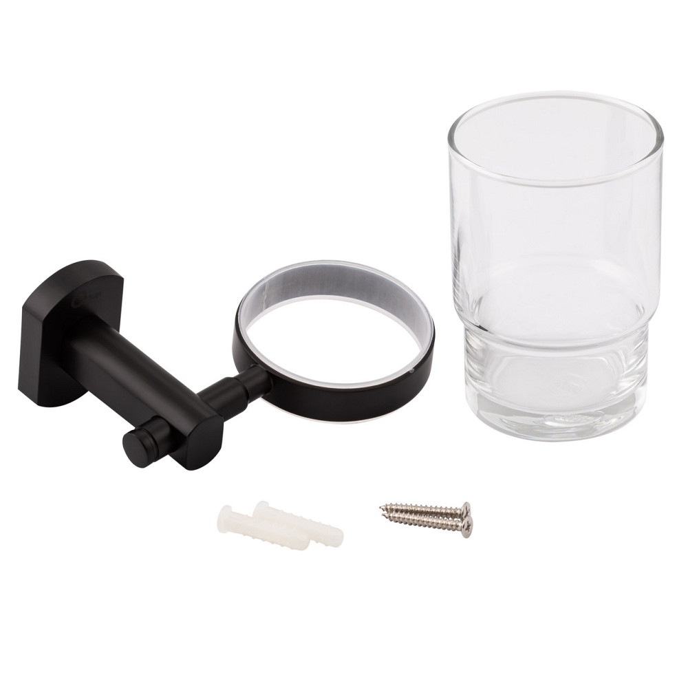 Склянка з тримачем Qtap Liberty настінний QTLIBBLM1158 Black Київ - фото 5