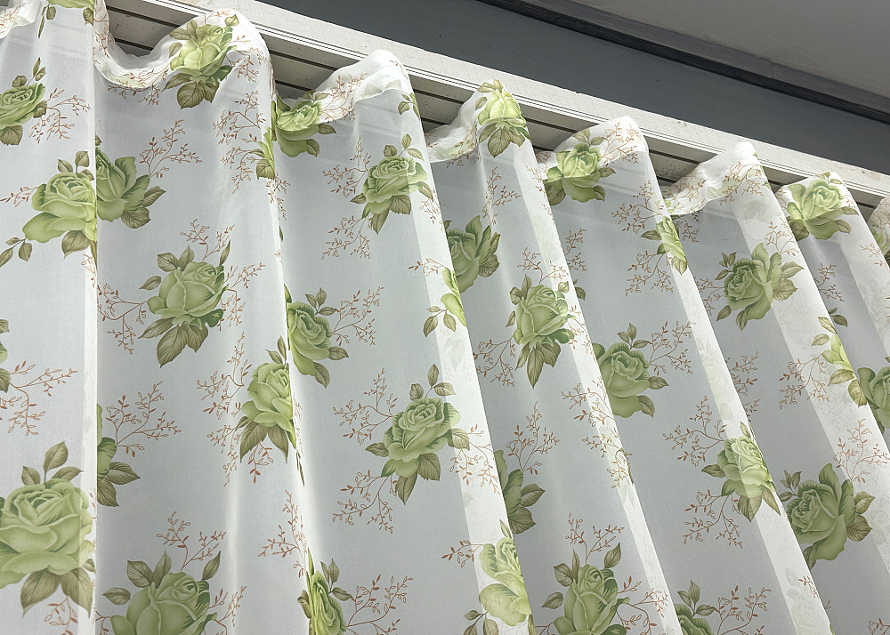 Тюль VR-Textil 1810т Шифон з принтом Білий з салатовий 300х270 см (40-673) Київ - фото 8