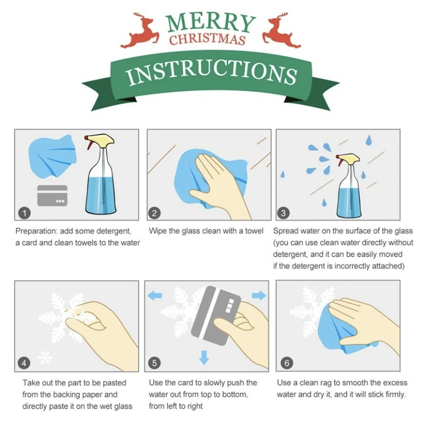 Новорічні наклейки на скло "Олень різдвяний" - розмір наклейки 45*30см, силікон Київ - фото 3