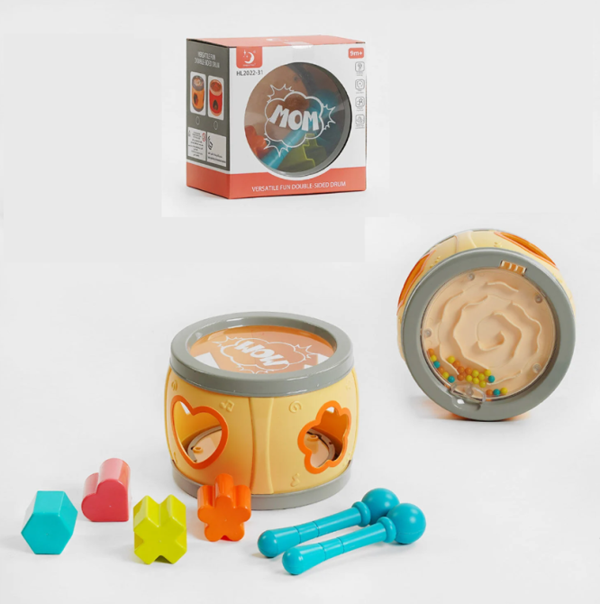 Барабан логічний сортер лабіринт 4 фігури Бежевий (HL 2022-31) Чернигов - изображение 1