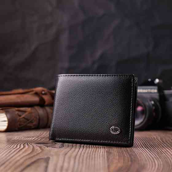 Компактне чоловіче портмоне з натуральної шкіри ST Leather 22486 Чорний Київ