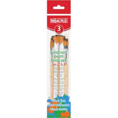 Пензлик для малювання Maxi набір ворс нейлон (№ 3 віялова, 7 півмісяцем, 8 хвиляста) (MX60830) Вінниця