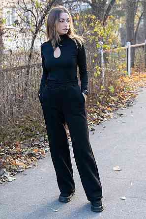 Жіночі штани, теплі тринитка начіс (кавовий, чорний, сірий), топ Київ