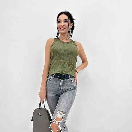 Трикотажная женская майка тай-дай Design 42-44, Хаки Киев