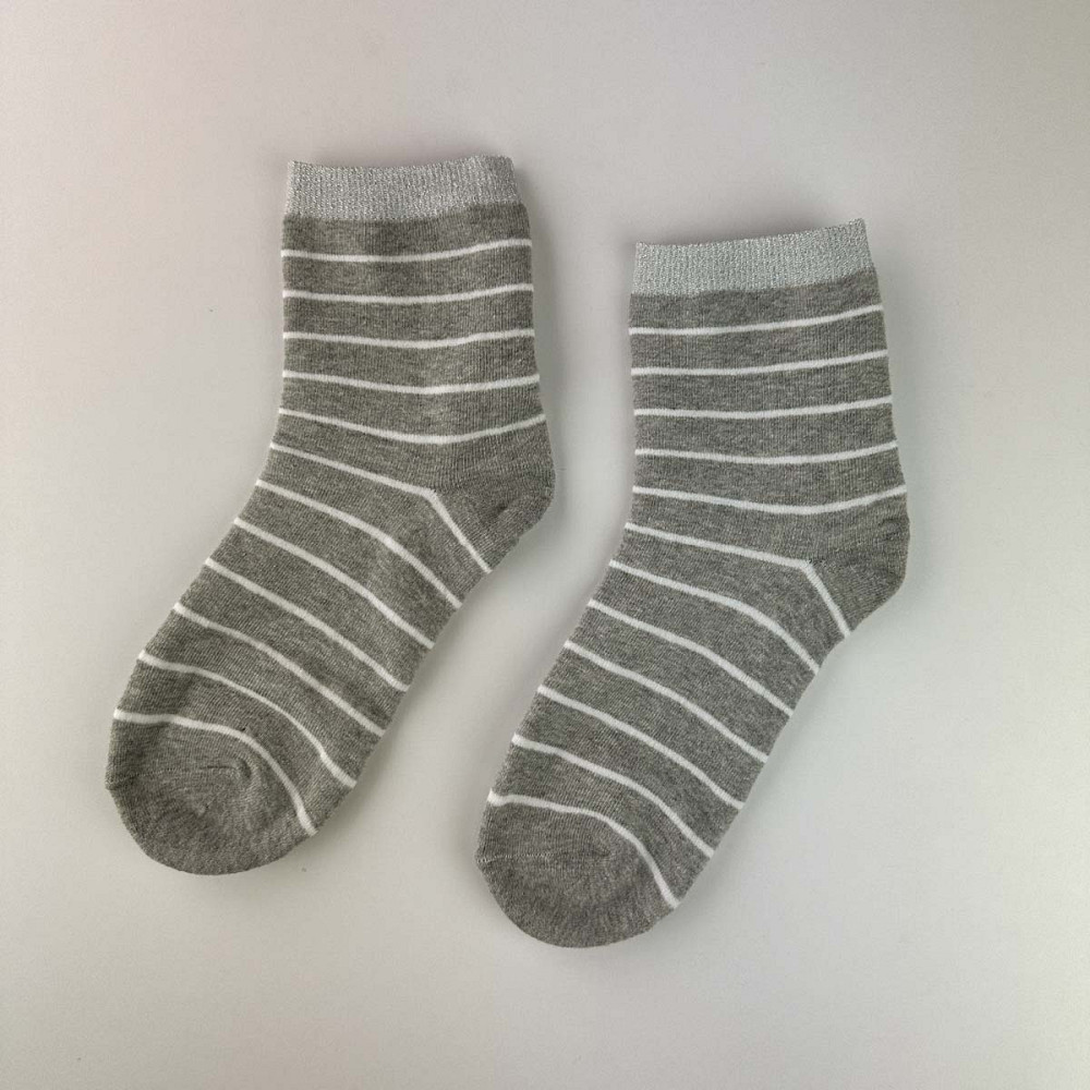 Теплые носки женские классические в полоску с серебром GM Textile Высокие 36-41 Светло-Серый Сумы - изображение 1